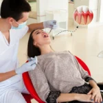 Dentist examining a patient's gums to check for signs of gum disease