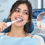 electric toothbrush cleaning teeth at Southwest Family Dentistry in Littleton, CO
